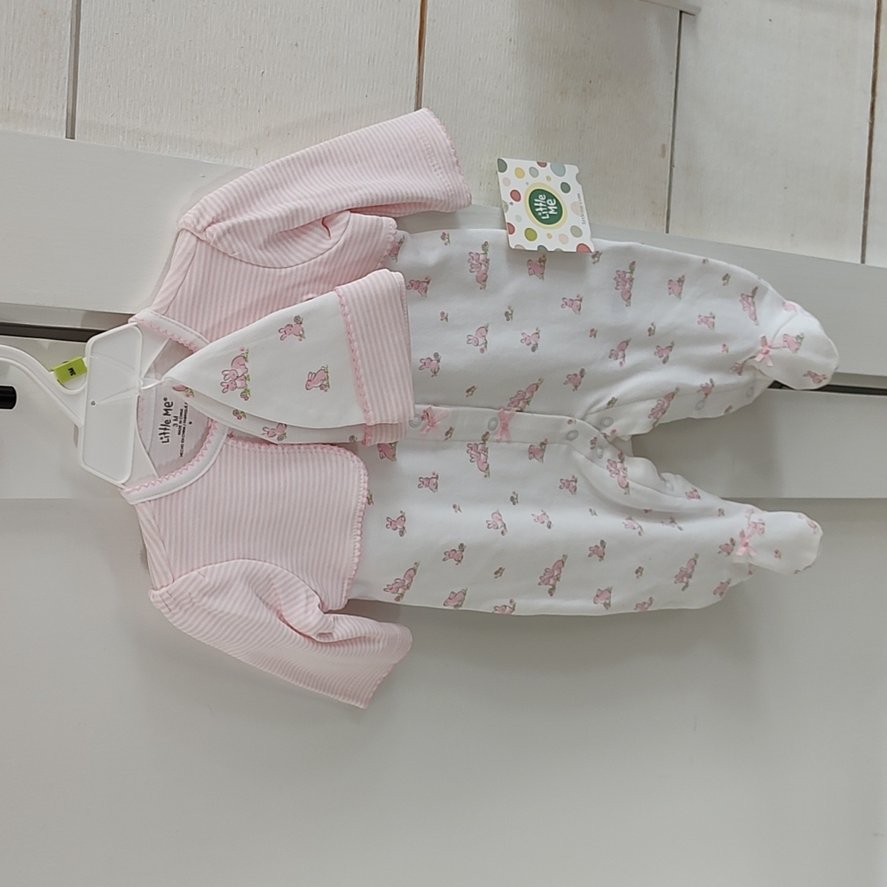 Little Me footies with matching hat 3 months